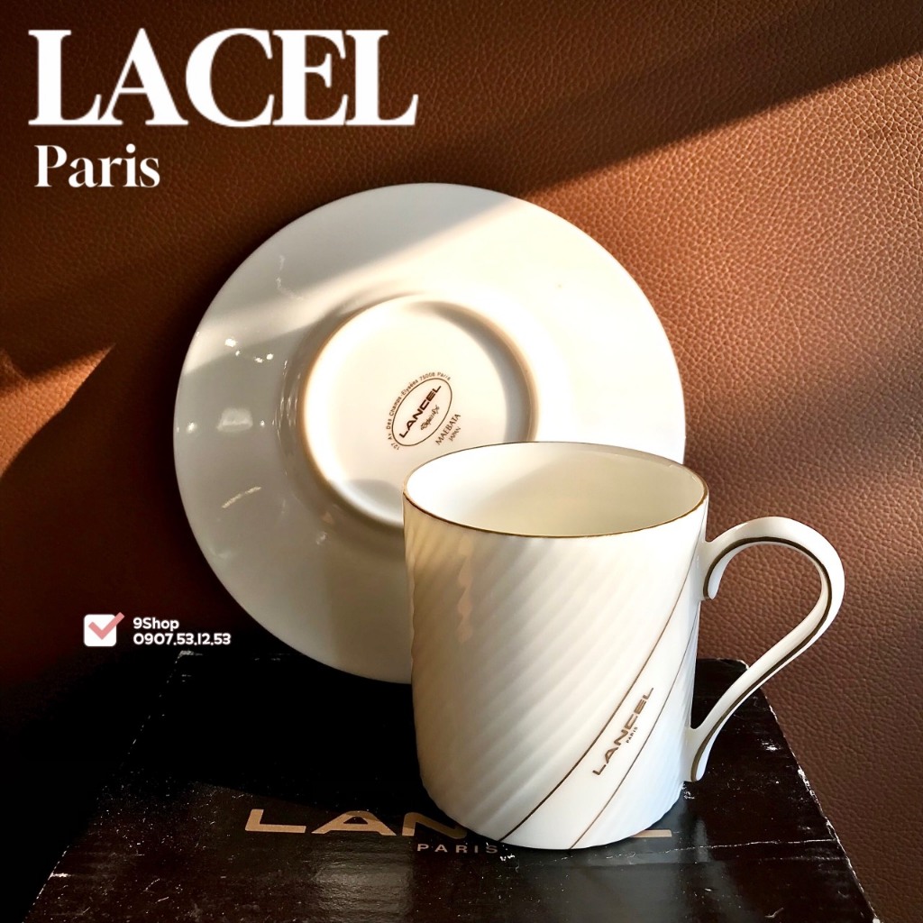 [ Lancel - Paris ] 01 Set Cup / Cup + Disc คุณภาพสูงพร ้ อมขอบทองหรูหรา