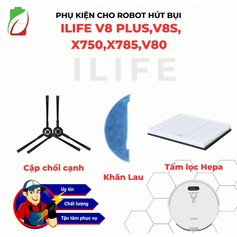 ILIFE V8 PLUS,V8S,X750,V80 อุปกรณ์เสริมหุ่นยนต์สุญญากาศ