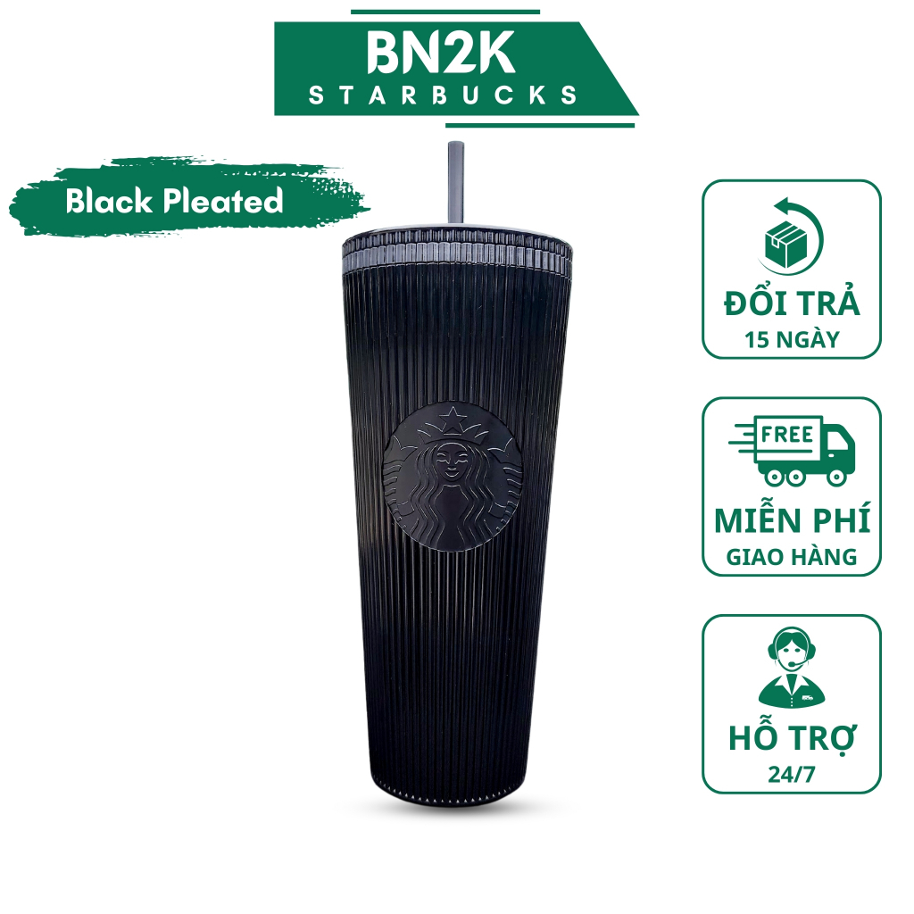 Starbucks Black Pleated Cup ความจุ 24Oz~710ml - BN2K
