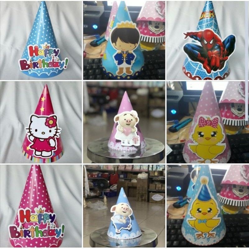 PAPER BIRTHDAY HATS (15 THEMES) - SET 6C