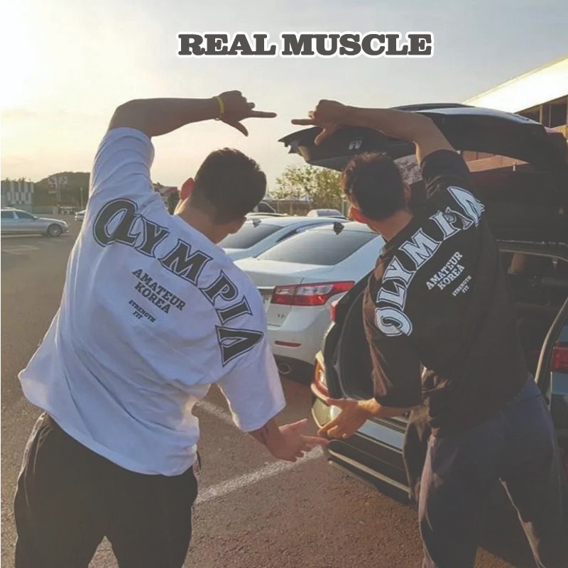 [MrO] Mr Olympia AMATEUR KOREA เสื้อยืดผ้าฝ้ายขนาดใหญ่คอกลม