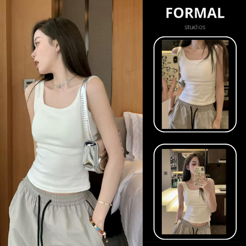 เสื้อคอเหลี่ยม 2 สาย WITH BREAST PADDING - เสื้อคอเหลี่ยม 2 สาย F28