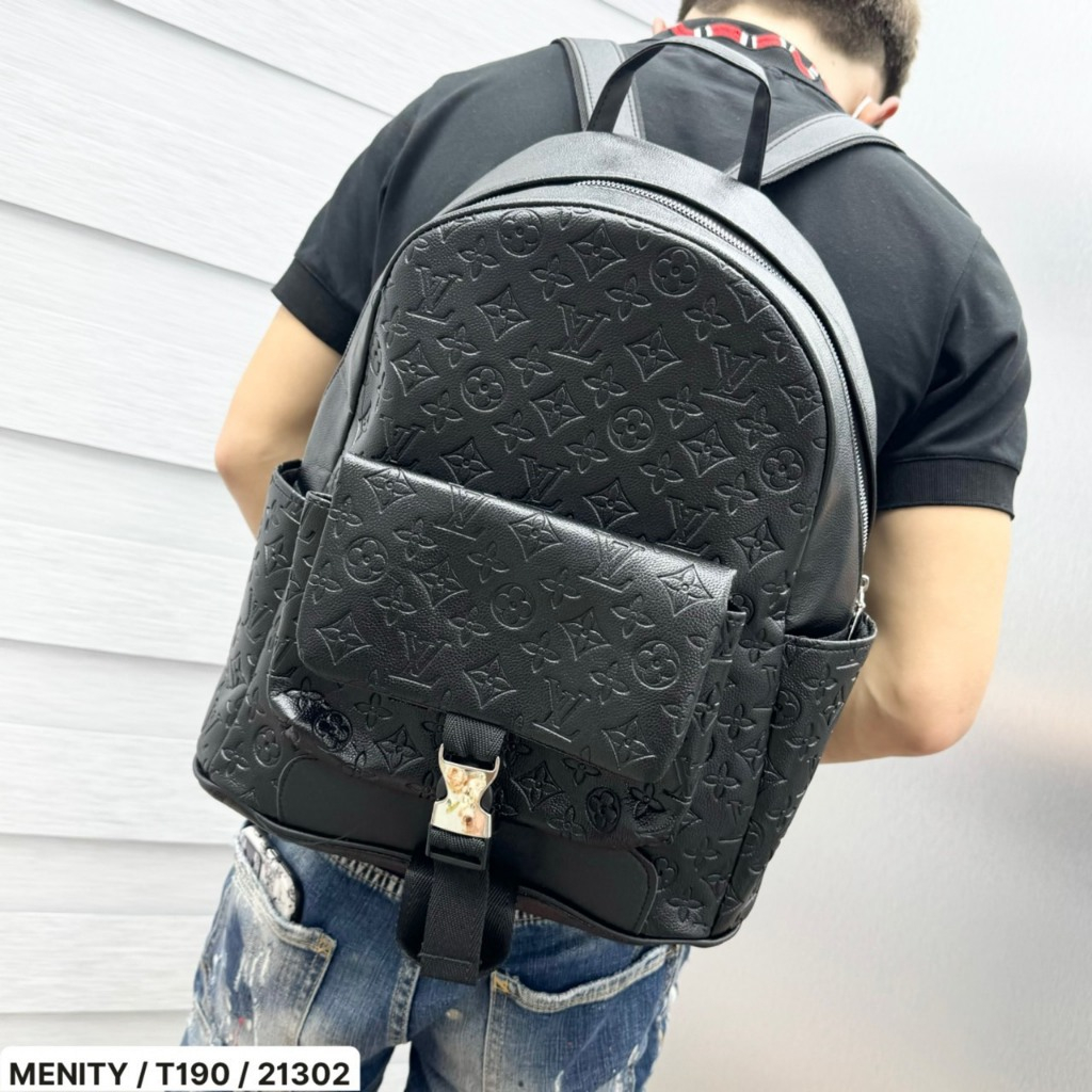 (สินค้ากวางโจว) Lv Black School Backpack Big size 40 Men And Women Fashion Out Travelling to Fit Boo