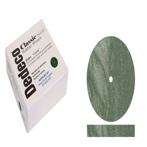 Dedeco Classic Green Flat Round Green Disc Rubber ใช้ขัดฟันโลหะเท่านั้น เสาประสาทเทียม Khanhllabo