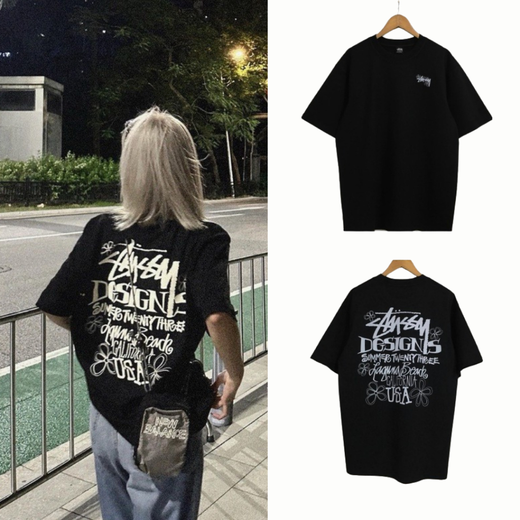 Stussy Design เสื้อยืดผู้ชายและผู้หญิงผ้าฝ้ายสวยมาก 100% Full mac tag T107 Magic Bee