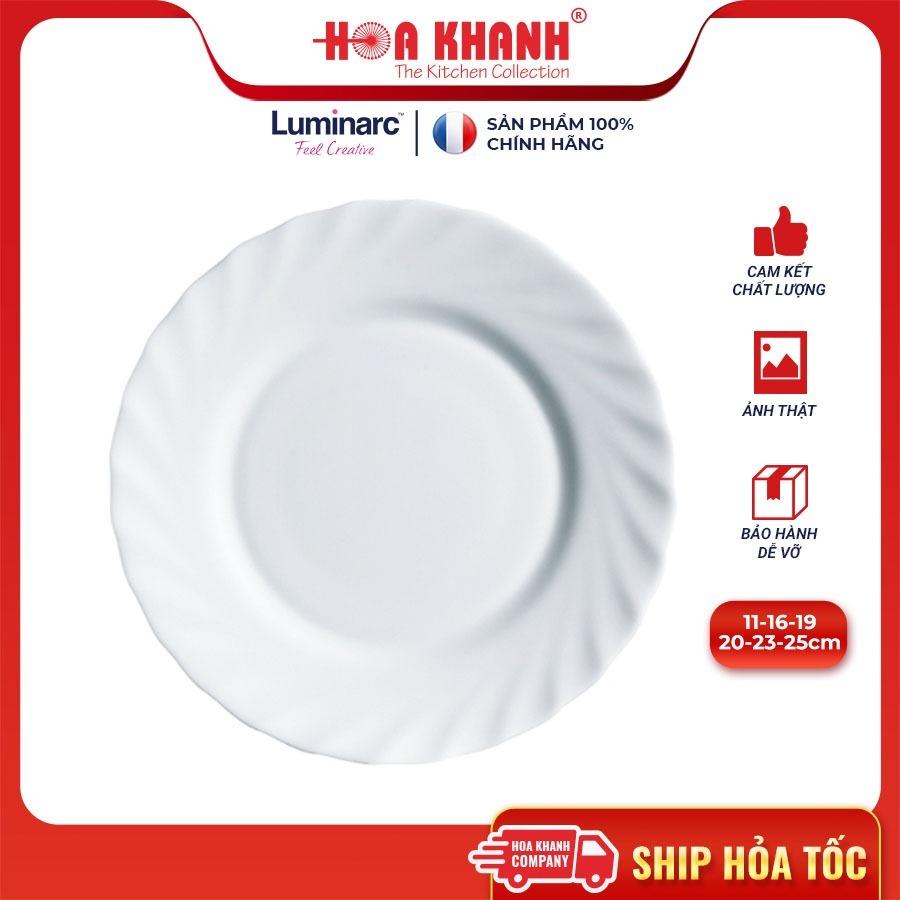 [ซื้อ 2 แถม 1] Luminarc Diwali Trion White Glass Deep Plate 23cm สําหรับเก็บอาหาร กระจกนิรภัย กันกระ