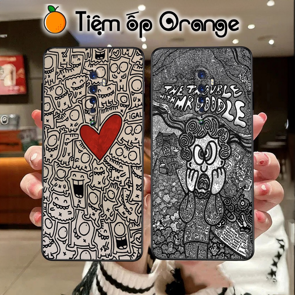 เคส Oppo Reno 2 / Reno 2F / Reno 2z - เคส Oppo พร ้ อมรูปแบบสีดําและสีขาว, Mr.Doodle