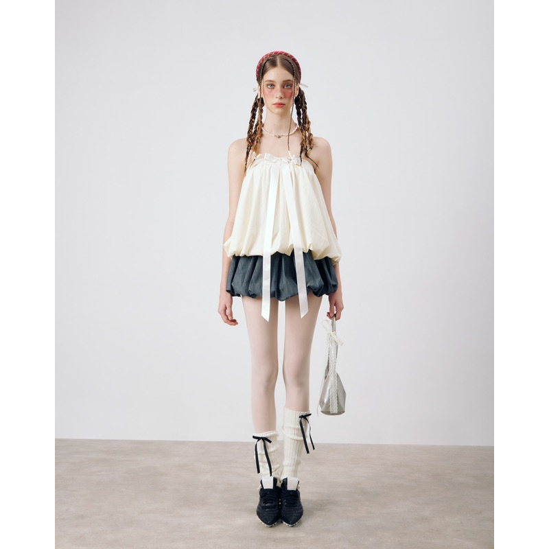 Remmus - Puffy Top | เสื้อนมโตทรงสควอชสําหรับผู้หญิงมีโบว์