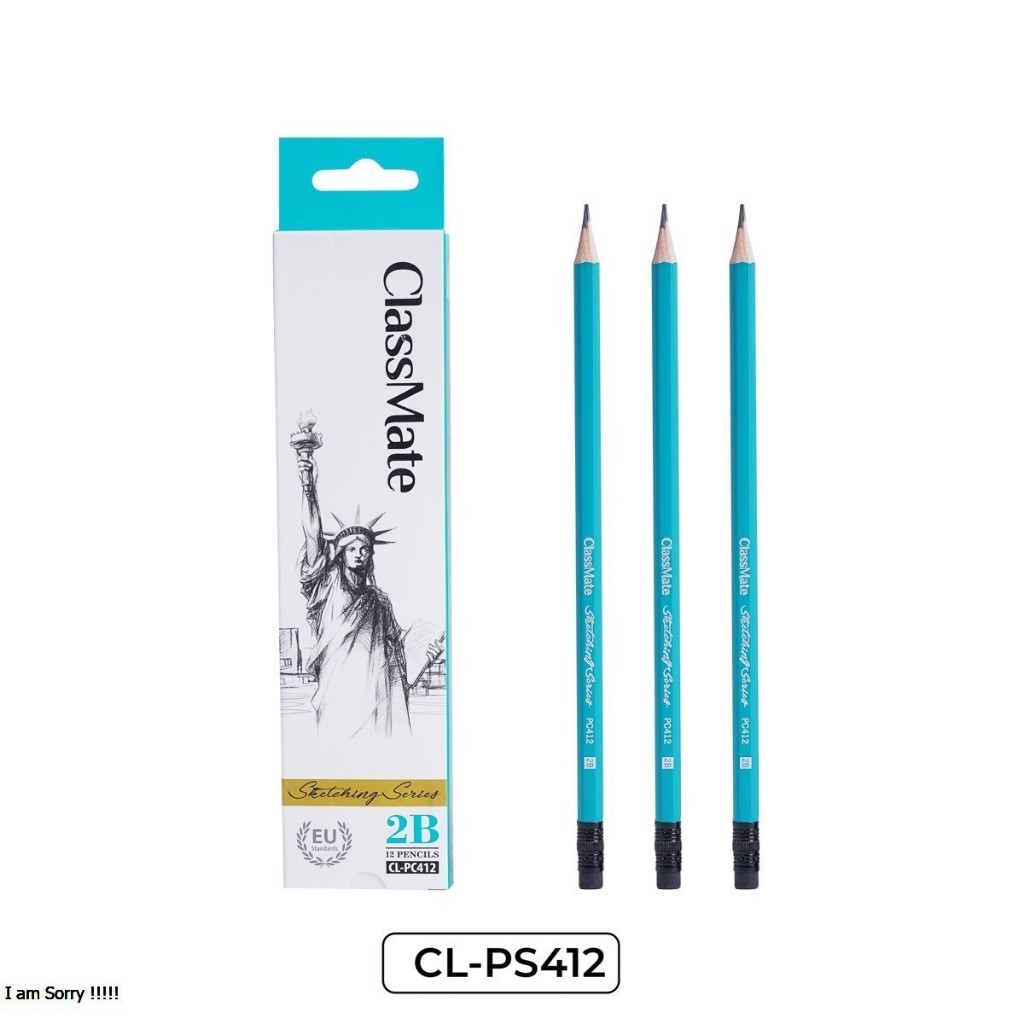 กล่องดินสอไม้ 12c พร้อมยางลบ 2B/4B/6B CLASSMATE - 1 ชิ้น, จังหวะปากกาเรียบ, ใช้สําหรับเด็กเรียนรู้กา