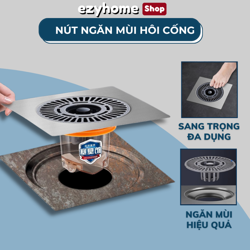 EZYHOME ฝาครอบท่อระบายน้ําคู่ป้องกันแมลงและป้องกันกรดไหลย้อน - ET009