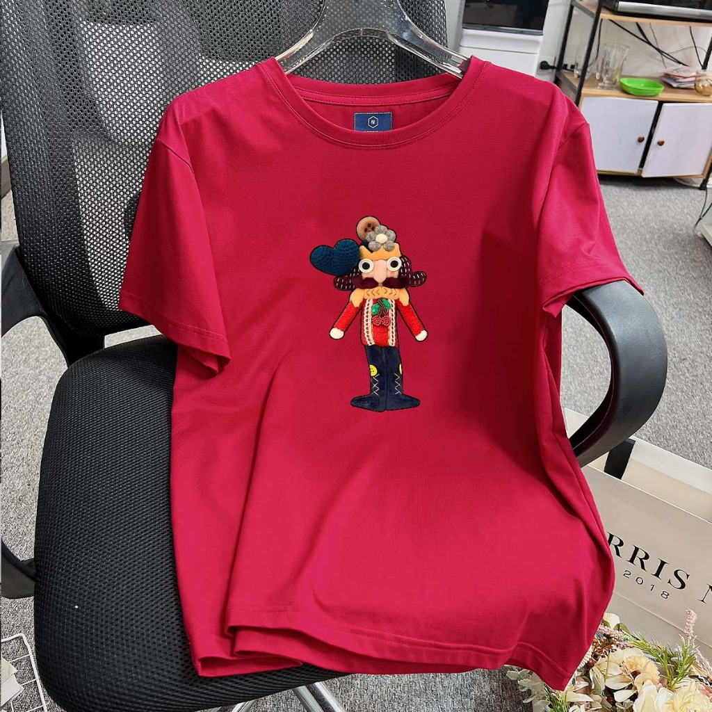 เสื้อยืดดีไซน์ CHU HE ยืด 4 ทิศทางขั้นพื้นฐาน แขนสั้น ผ้าคอตตอน 100%