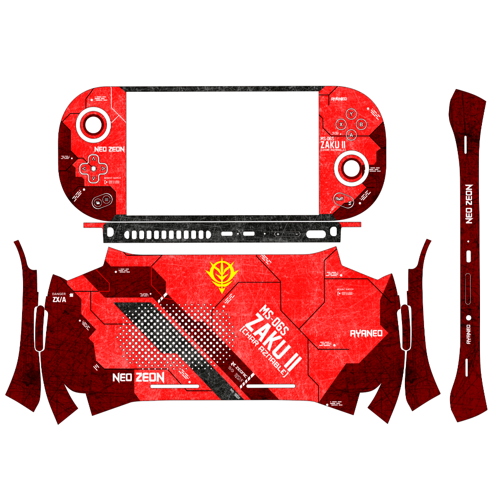 สติ๊กเกอร์ผิวสําหรับ AYANEO 2, 2s, Geek 1s, KUN Gundam รุ่น MS-06S Zaku II พร้อมพื้นหลังสีแดง (ฟิล์ม