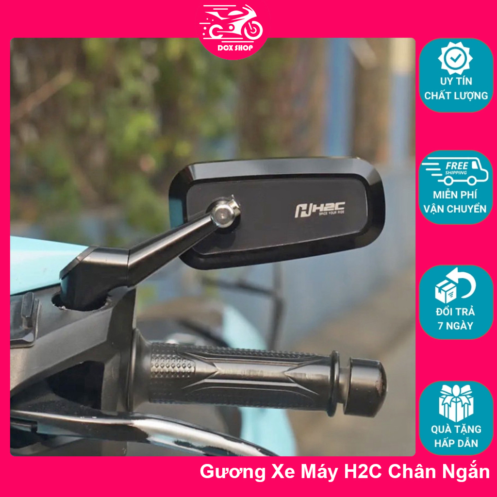 กระจกรถจักรยานยนต์ Super H2C ขาสั้นอลูมิเนียม CNC เต็มรูปแบบ - พร้อมสกรู + หกเหลี่ยม - สินค้าของแท้