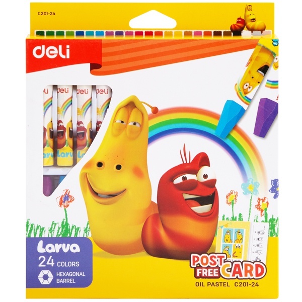 Box 12 / 24 Larva Oil Wax Crayons - Deli EC201-12 / 24
