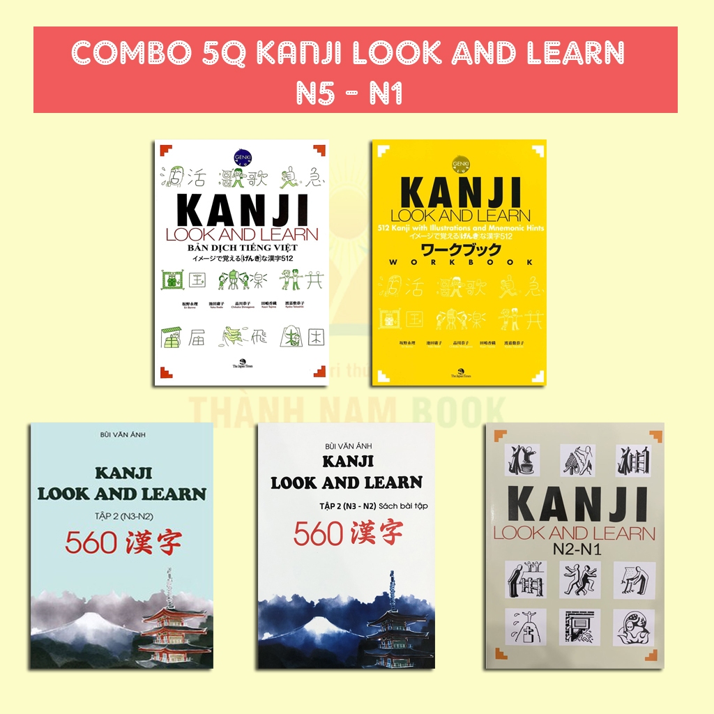 หนังสือ - Combo Kanji Look And Learn N5- N1 การแปลเวียดนามอย่างละเอียด (Odd อุปกรณ์เสริม)