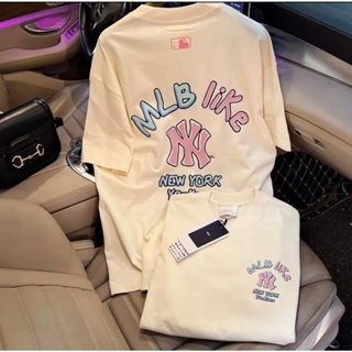 Mlb LIKE เสื้อยืดหลวม, เสื้อยืด MLB Unisex ในผ้าฝ้ายคุณภาพสูง