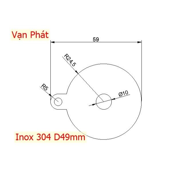 จานกลมสแตนเลส 5 304 D49x1mm