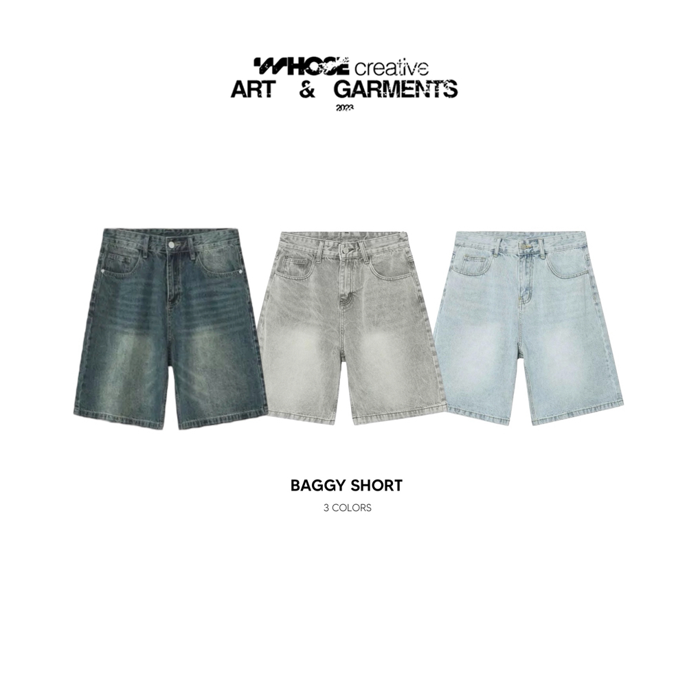Baggy JEANS SHORT - กางเกงขาสั้นขากว้าง Hoes Studio