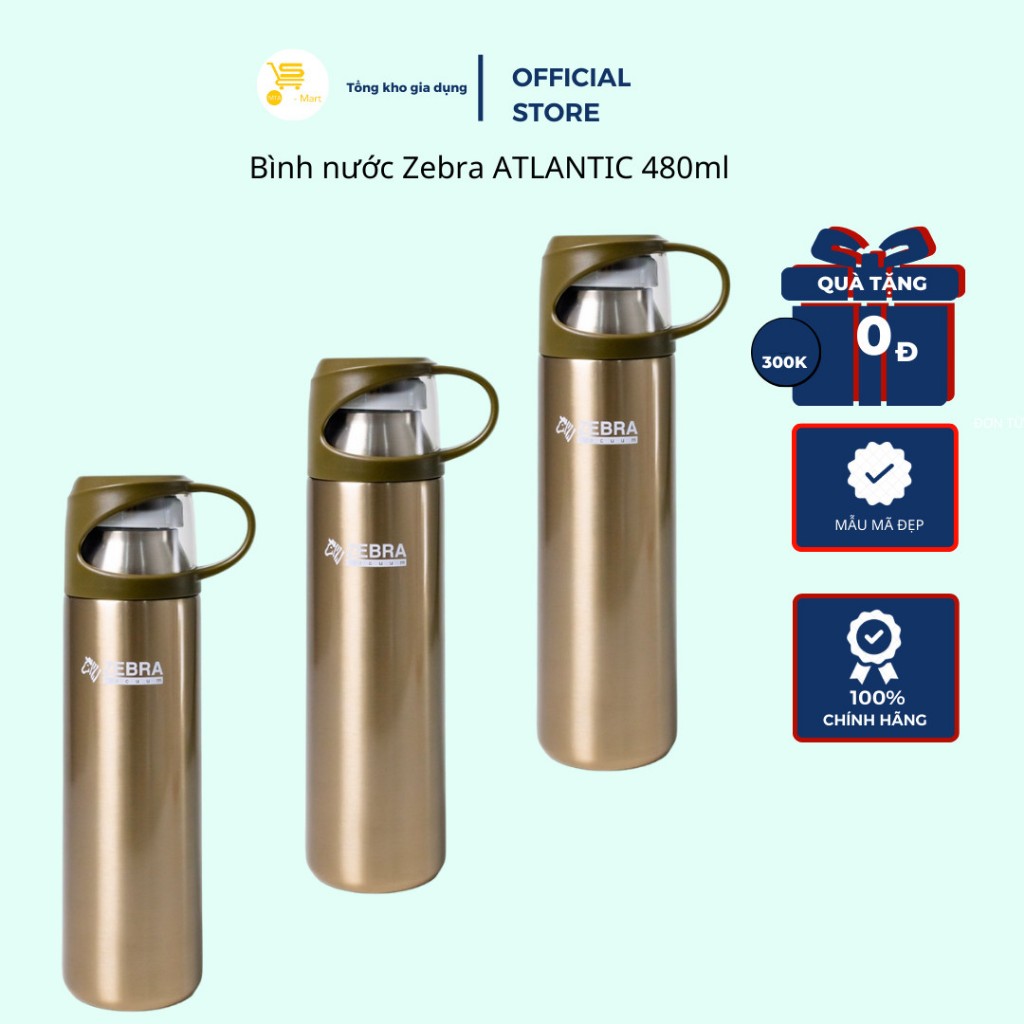 Zebra Thailand กระติกน้ําร้อนสแตนเลสระดับพรีเมียม 0.48L - Atlantic - 112630 Mta-Mart เก็บร้อนและเย็น