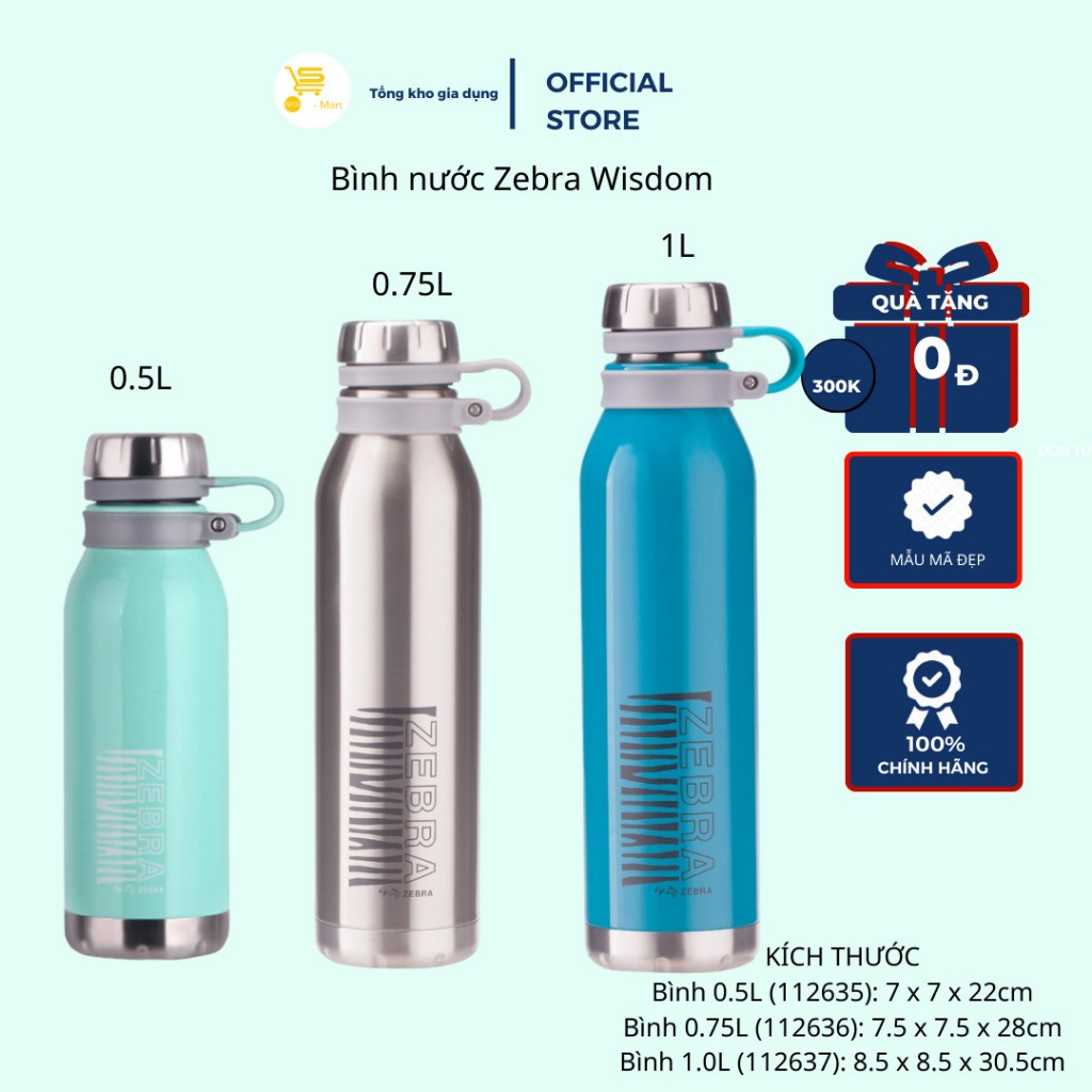 Zebra Wisdom Thailand กระติกน้ําร้อนสแตนเลสระดับพรีเมียม (ทุกขนาด) Mta-Mart เก็บร้อนและเย็นได้อย่างป