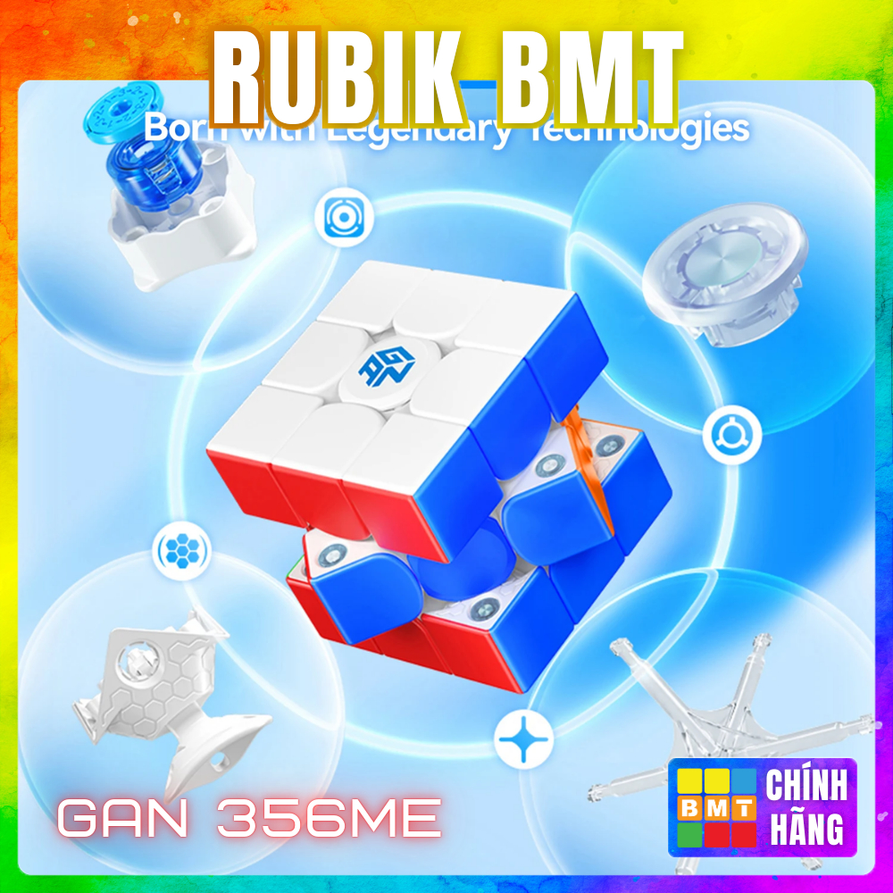Rubik 3x3 Gan 356 ME ไร้สติ๊กเกอร์, Rubik 3x3 Gan356me Premium 2023 พร้อมแม่เหล็ก - RUBIK BMT
