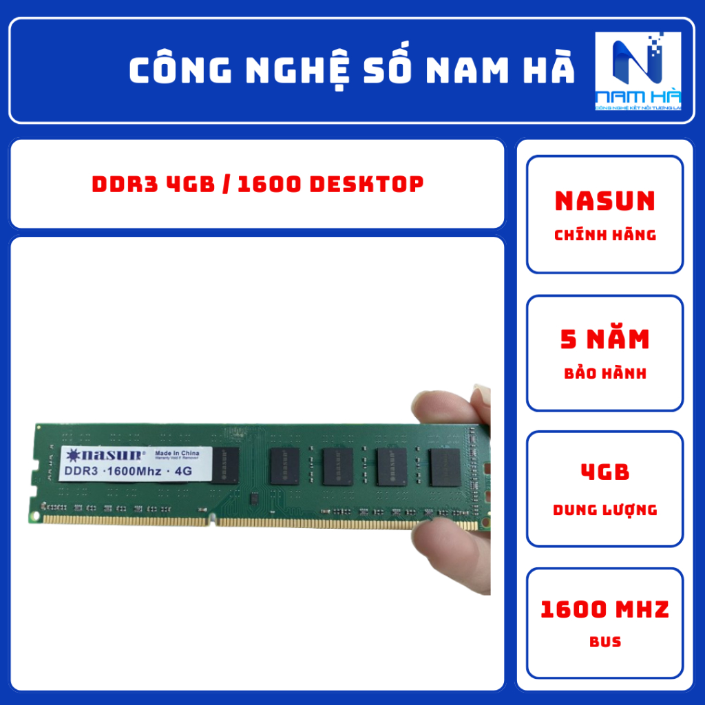 เดสก ์ ท ็ อป Ram DDR3 - 4GB BUS 1600 Nasun