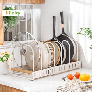 Lifinity Kệ Để Nồi Chảo Và Nắp Vung 7/10 Thanh Có Thể Điều Chỉnh, Kệ Nhà Bếp Tiết Kiệm Không Gian, Màu Đen/Trắng