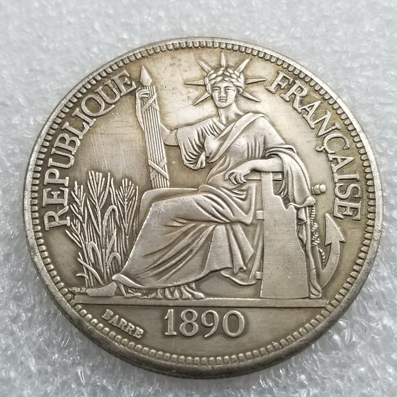 1890 ปี France Trade Dollars - Inchina 1890 ของที่ระลึกสะสมเหรียญฮวงจุ้ยฝรั่งเศส