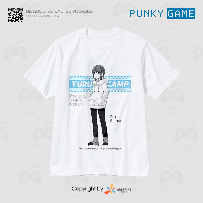 เสื้อยืดแขนสั้น Yuru Camp Shima Rin Solo Camp