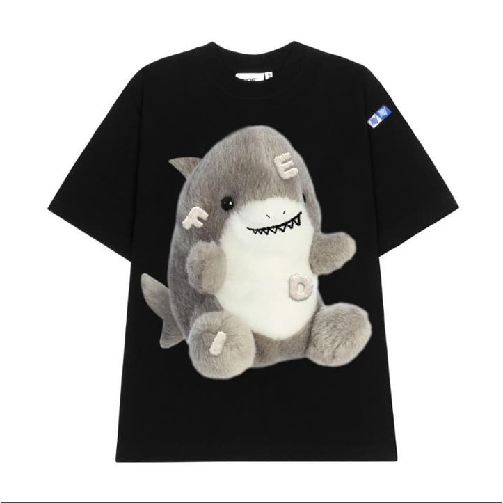 เสื้อยืด Fide BABY SHARK SHARK - เสื้อยืดแขนหลวม Unisex คอกลม ผ้าฝ้ายยืด 2 ทิศทางสุดเท่