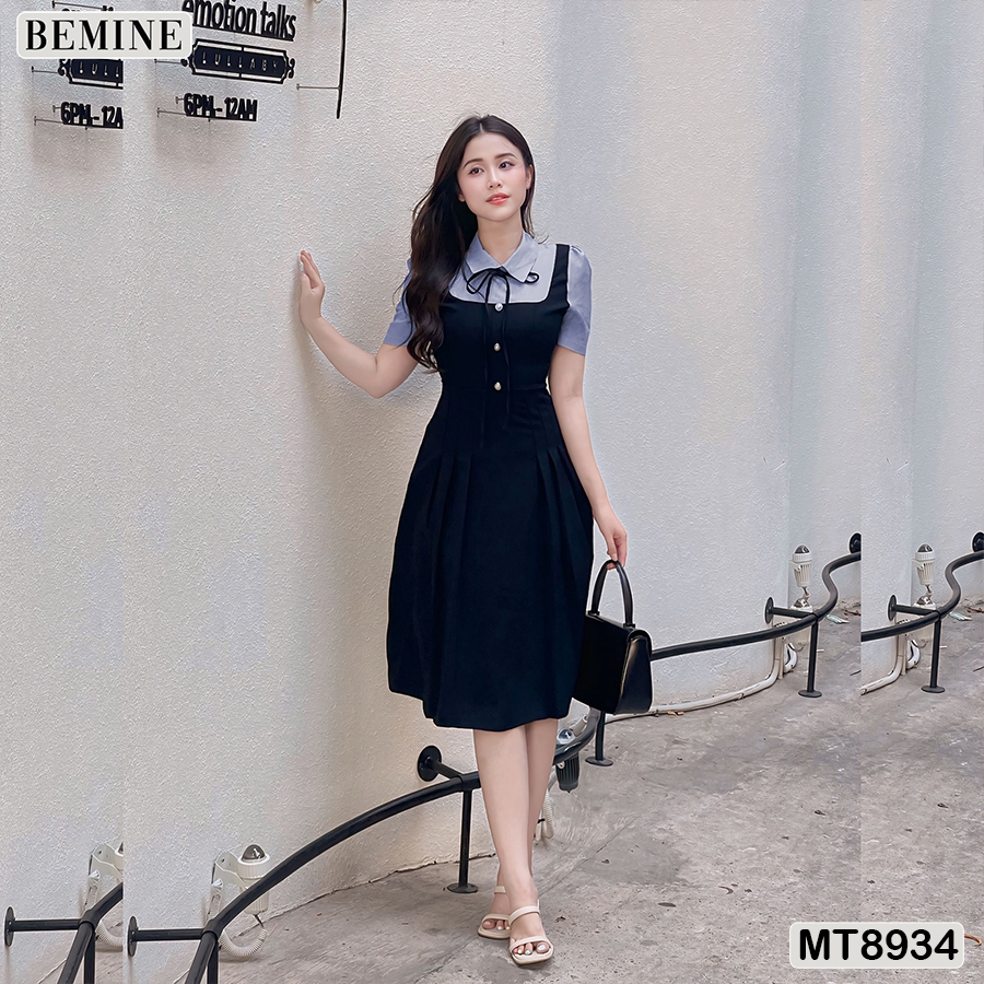 ชุดเดรสดีไซน์คอปกเชิ้ตจับจีบ BEMINE MT8934