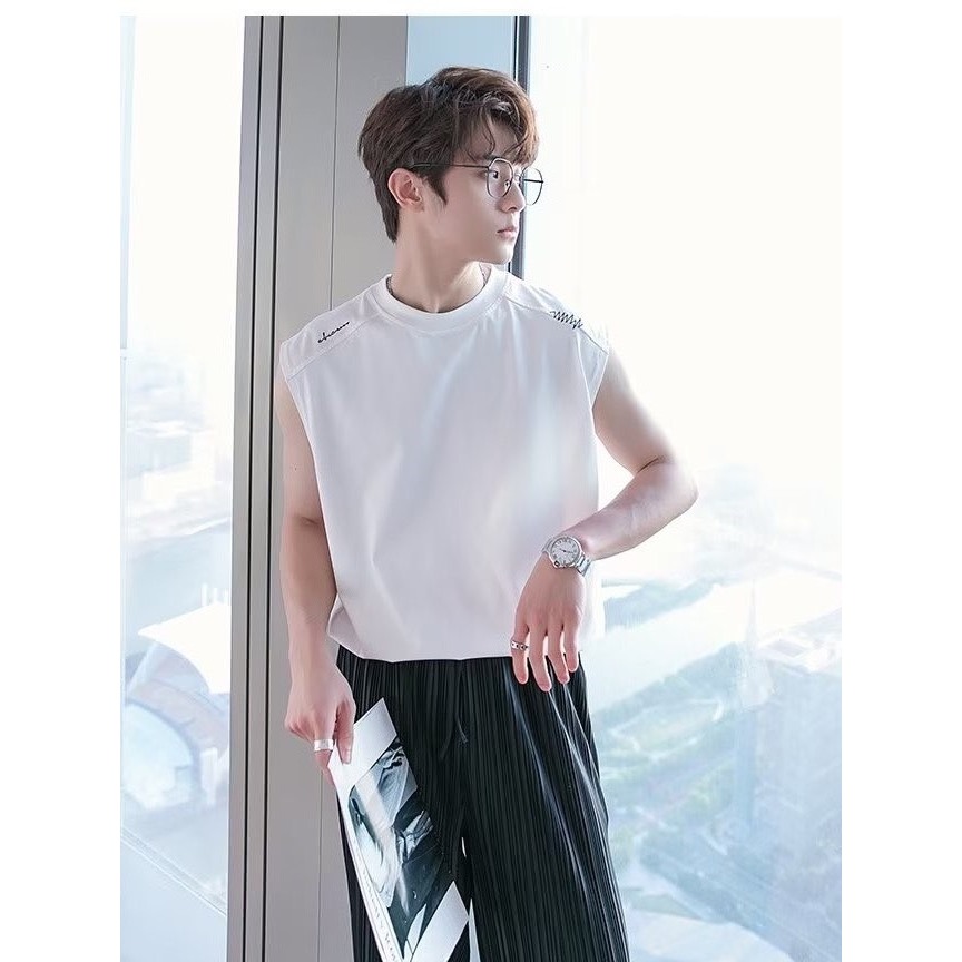 ผู้ชายฤดูร้อน Tanktop เสื้อยืดคอกลม Basic ไหล่หลวมพิมพ์แฟชั่น Zenkonu TOP MEN 329