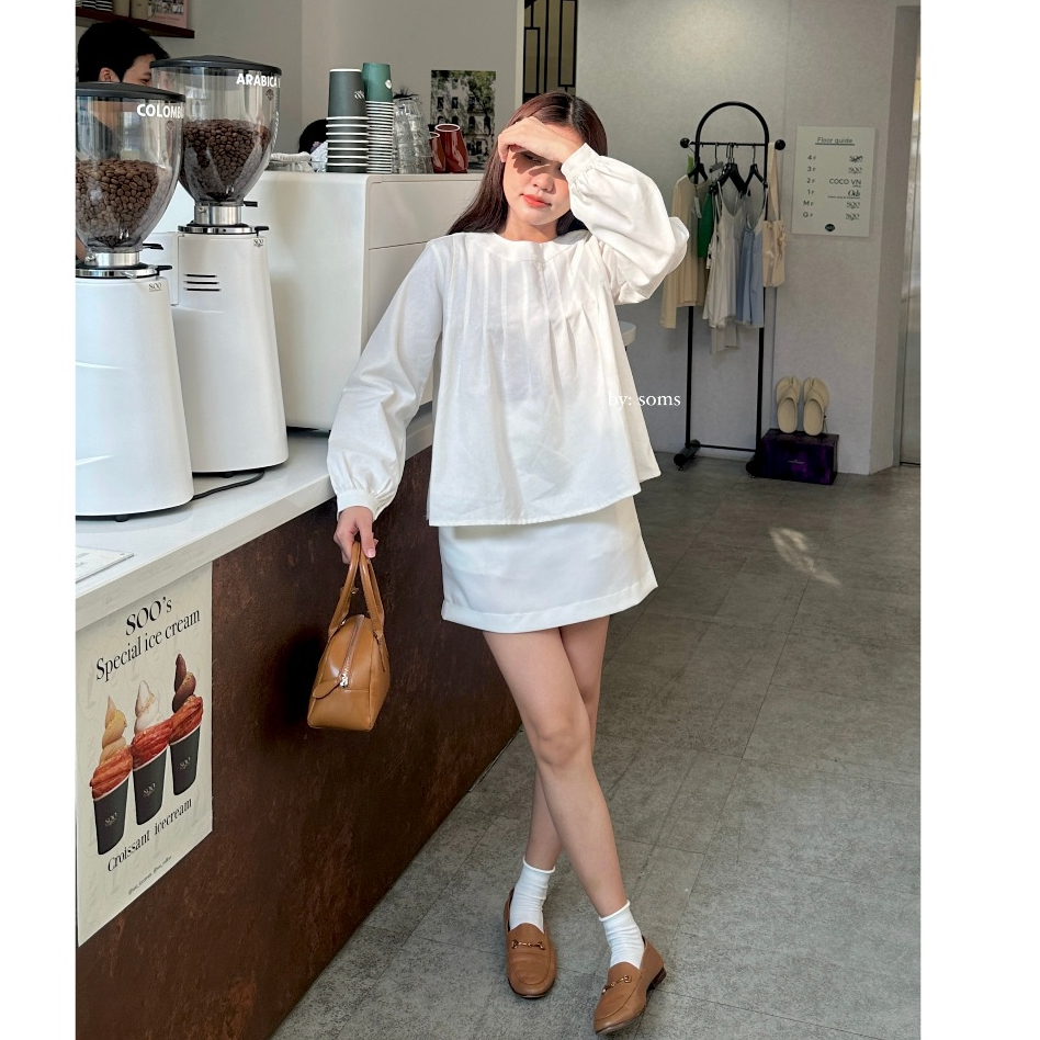 เสื้อแขนยาวคอกลมแขนยาวผ้าลินิน - DOONA SHIRT