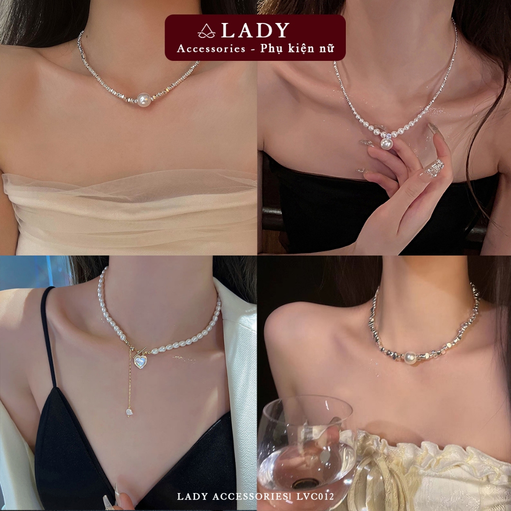 สร้อยคอลูกปัดเทียม Lady Accessories สร้อยคอโชคเกอร์ปาร์ตี้สุดหรู - LVC012