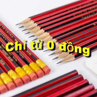 Combo 10 Bút chì HB gỗ cute xinh dễ thương cho học sinh giá rẻ Kèm Tẩy