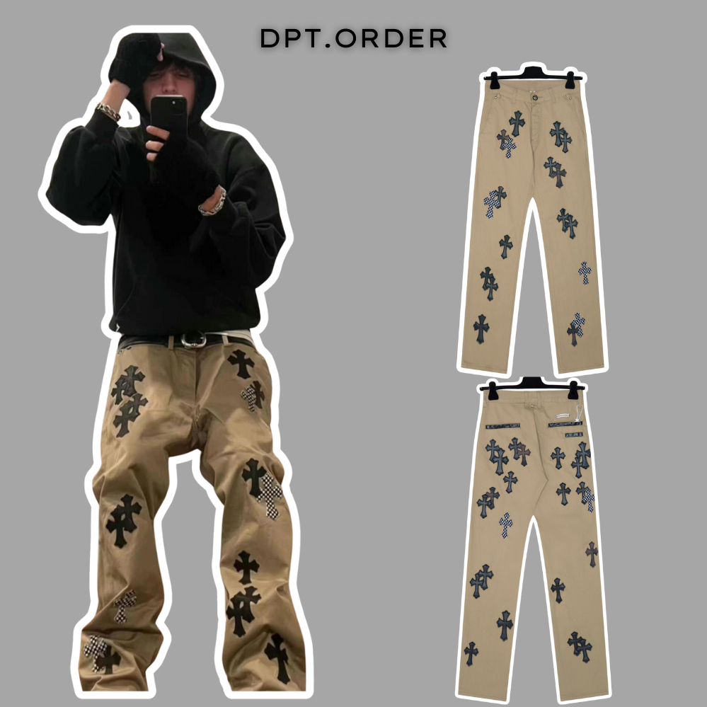 (คุณภาพดีที่สุด) กางเกง Chrome Hearts Cross Patch Chino