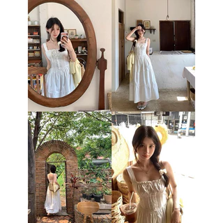 [V1.724] แม็กซี่เดรสเอวระบายสีขาวสุดน่ารัก (มีรูปถ่ายจริง)