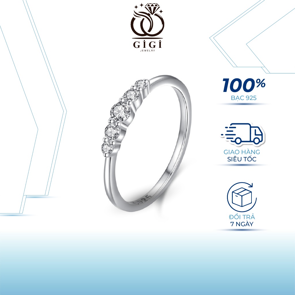 แหวนเงินผู้หญิง หุ้มด้วยหินประกายหรูหรา เครื่องประดับสตรี Gigi Jewelry ND007