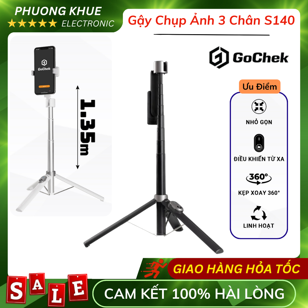 S140 GoChek ขาตั้งกล้อง Selfi พร้อมการควบคุม ยืดหดได้ และพับได้ เรียบมากสําหรับการถ่ายภาพ Vlog Lives