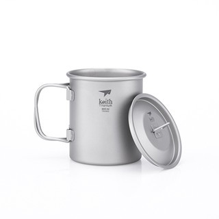 Keith Ti3201 ถ้วยไทเทเนียมมีหูจับพร้อมฝาปิด 300ml