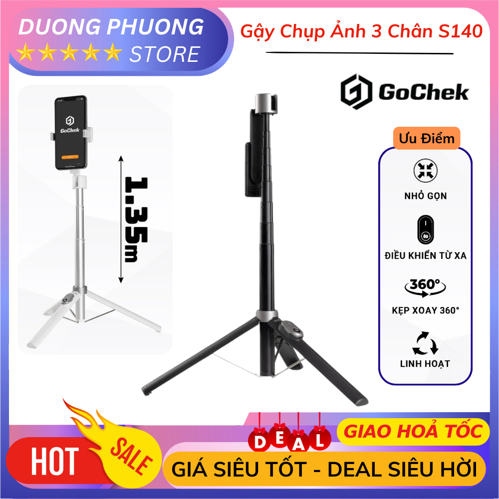 S140 GoChek ขาตั้งกล้อง Selfi พร้อมการควบคุม ยืดหดได้ และพับได้ เรียบมากสําหรับการถ่ายภาพ Vlog Lives