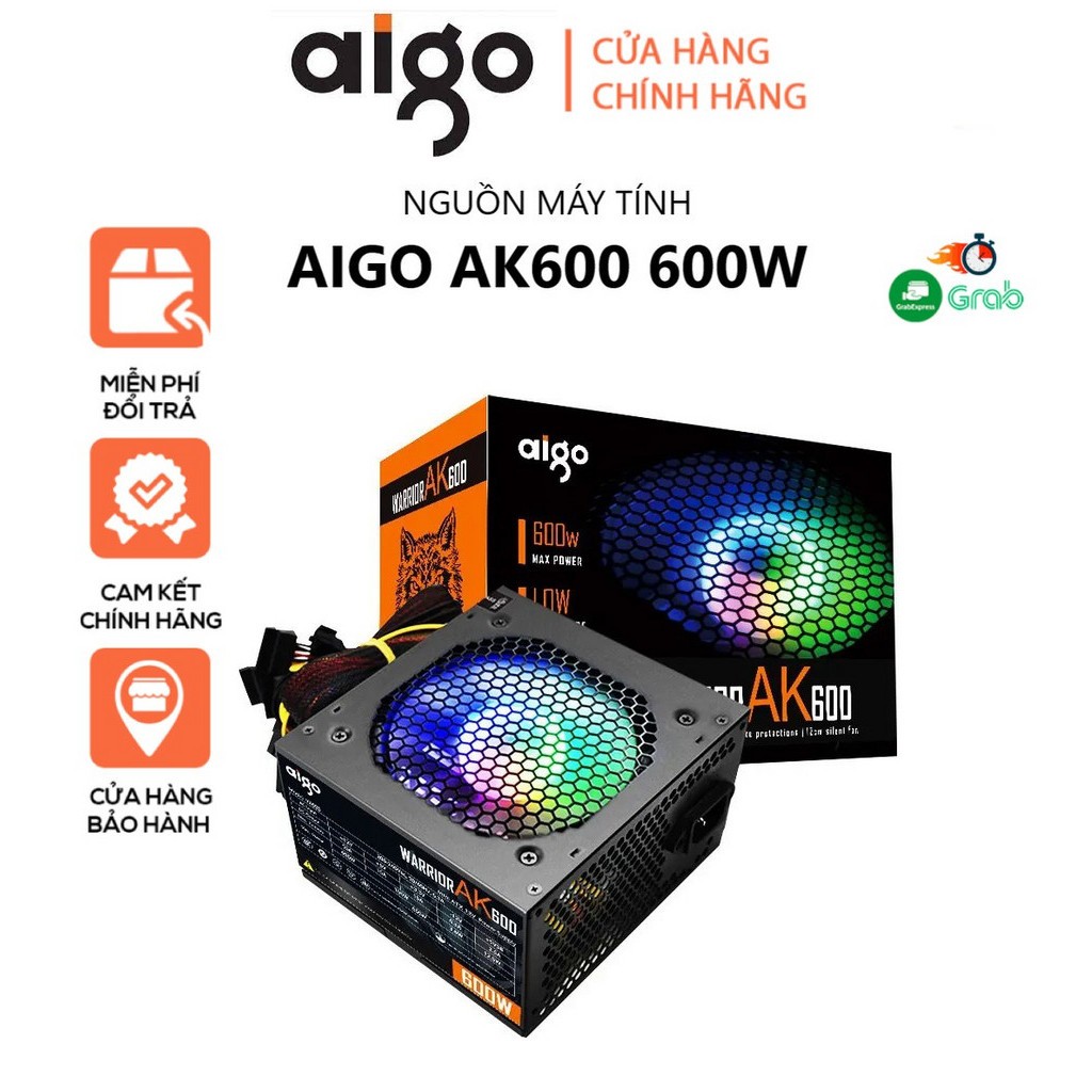 คอมพิวเตอร์พาวเวอร์ซัพพลาย Real Power Aigo Warrios AK600 Real Power (Max Rate 600W) ใหม่ 100%