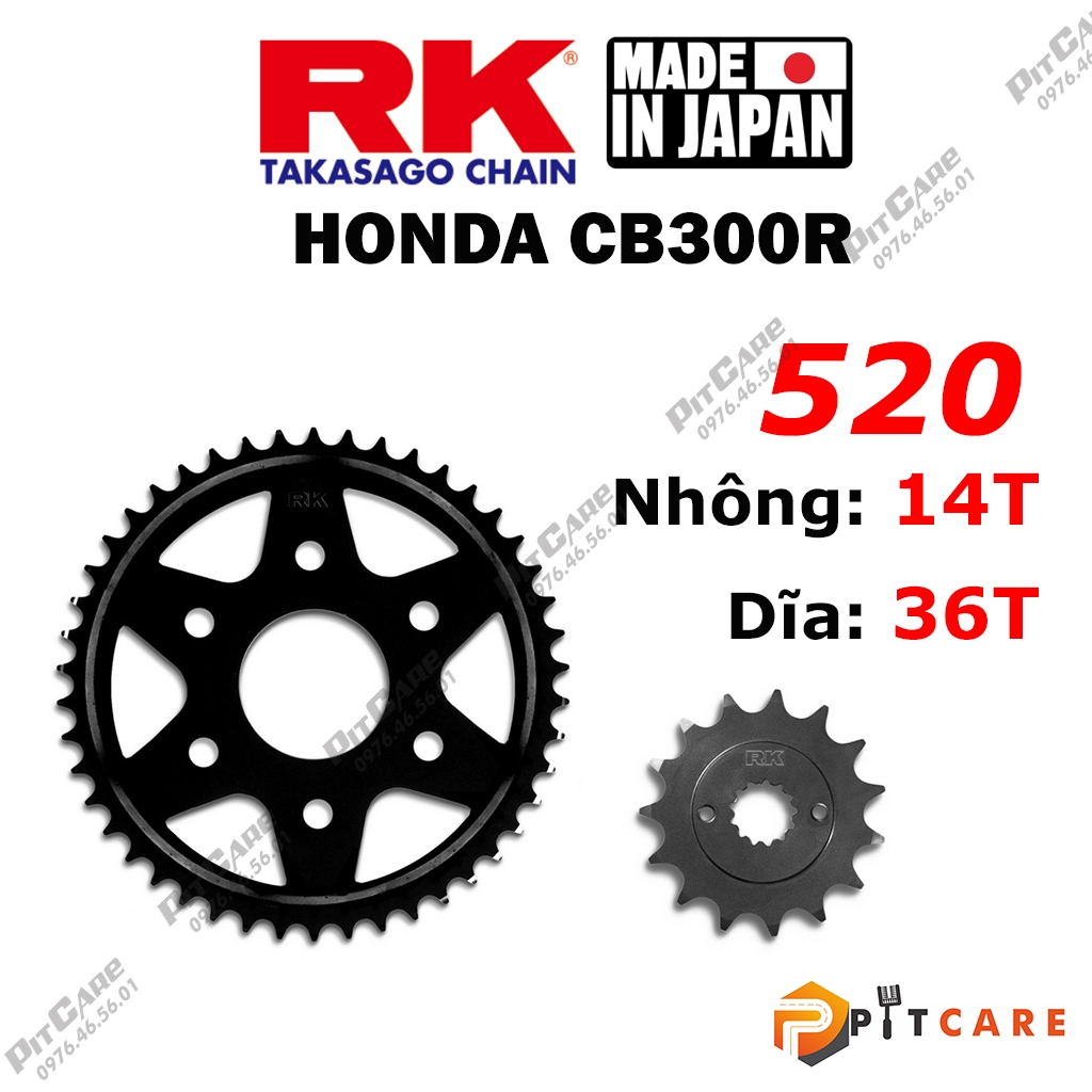 สเตอร์ RK สําหรับ Honda CB300R 520x14T สเตอร์ 520x36T