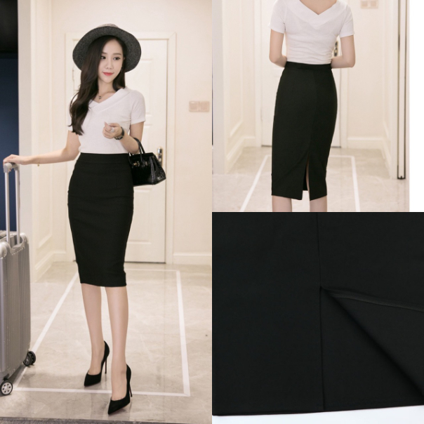 กระโปรงดินสอผู้หญิงทําจากผ้า Umi ยืด 4 ทางสบาย CV8099 - ของแท้ TOTOSA SHOP