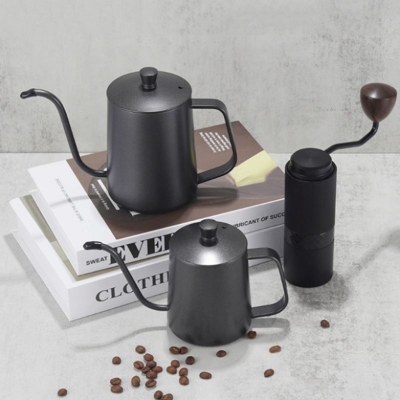 Pour Over Coffee Pot Neck Kettle Pour Over Stainless Steel Long Hose 304 พร ้ อมฝาปิด 600ML
