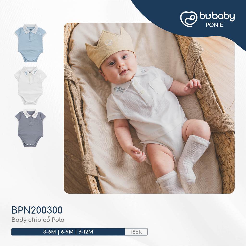 บู - BPN200300 Polo Ponie คอชิป Body สําหรับเด็กทารก 3-12M |เสื้อผ้าเด็ก Bu Baby ของแท้