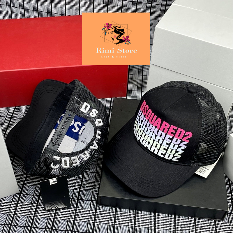 หมวก _ DSQ หมวกสีดําและสีชมพูพร้อมตาข่ายคุณภาพสูง