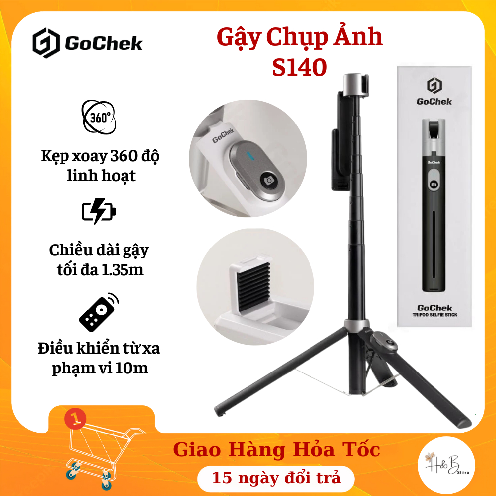 Gochek S140 ขาตั้งกล้องโทรศัพท์บลูทูธ/Selfi - รีโมทคอนโทรลช่วง 10m