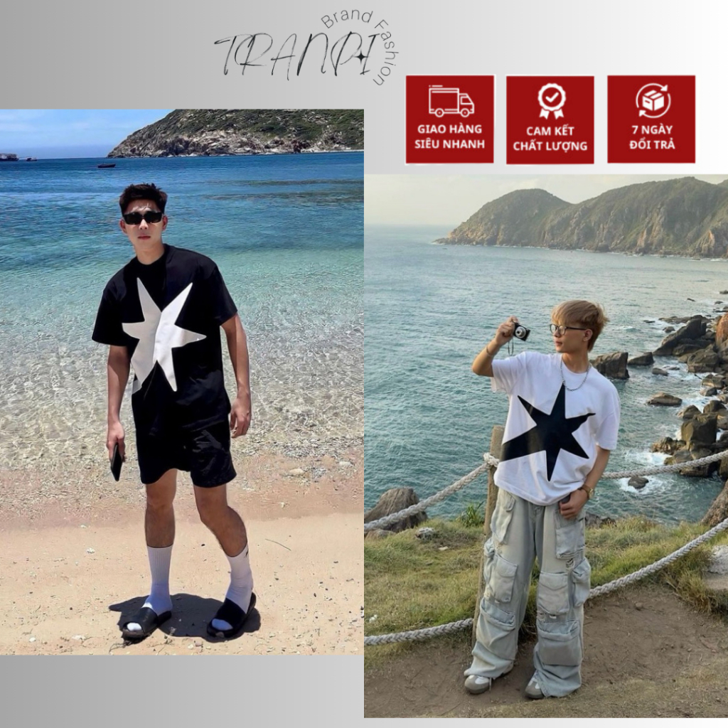 เสื้อยืด Boxy Big Comet Logo Stressmama พิมพ์ดาว ร้านผ้าคอตตอน 100%