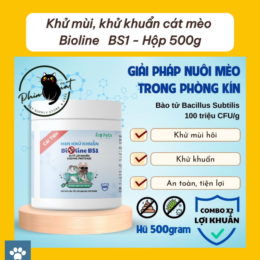 BIOLINE ไบโอลีน บี1 ทรายแมว ฆ่าเชื้อ ดับกลิ่นทรายแมว - สุดประหยัด 500ก กล่อง | เพลิงธิแคท